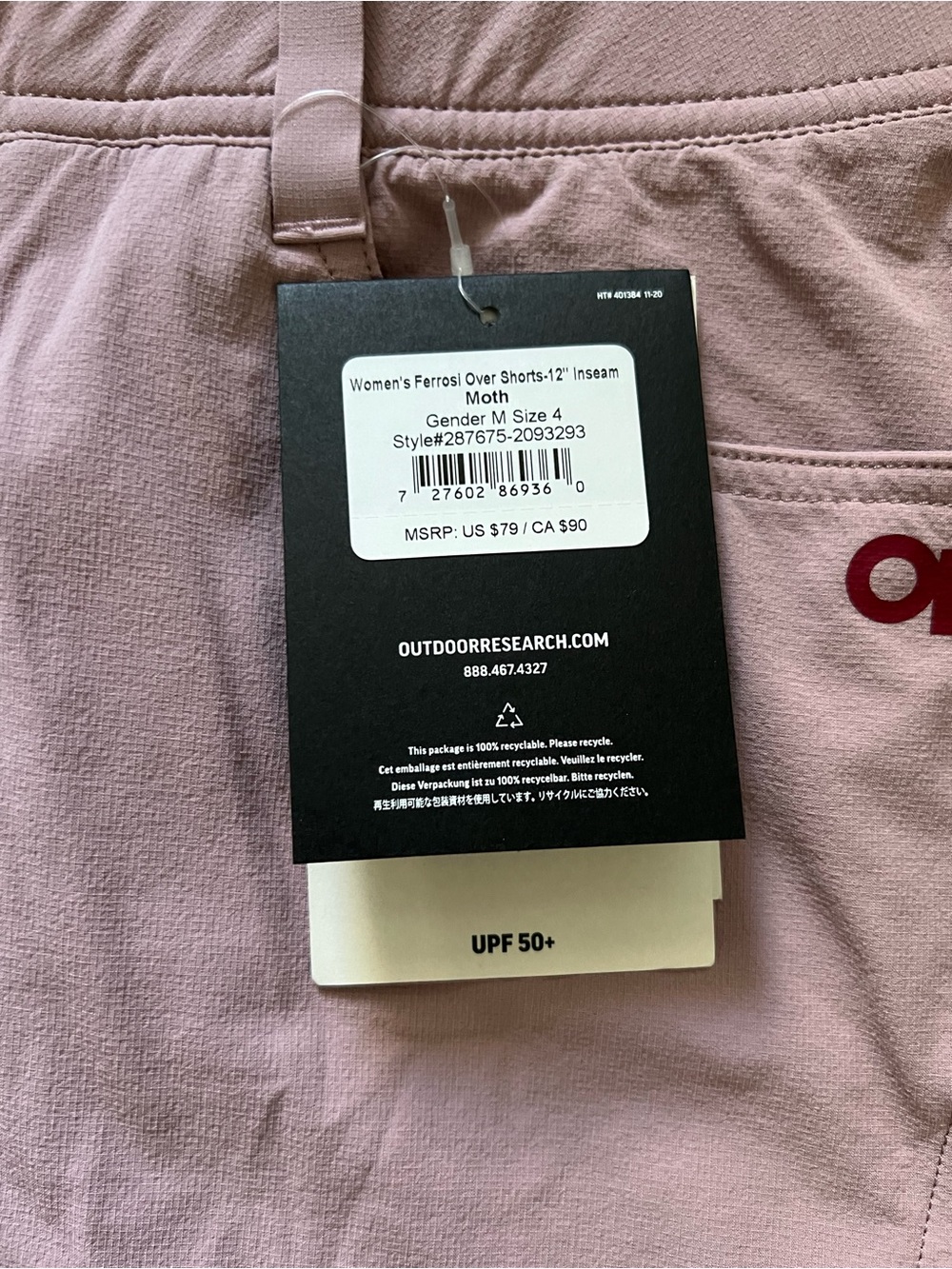 NWT Outdoor Research Women's Ferrosi Over Shorts 12“- Moth Pink